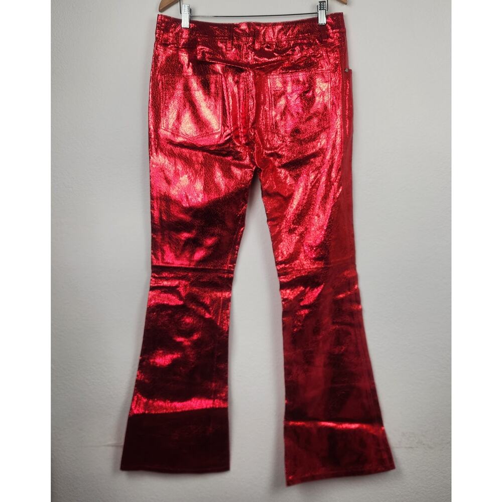 Retrofete Lynx Leather Pant in Metallic Red Size Large NWT Flare - Picture 7 of 12
